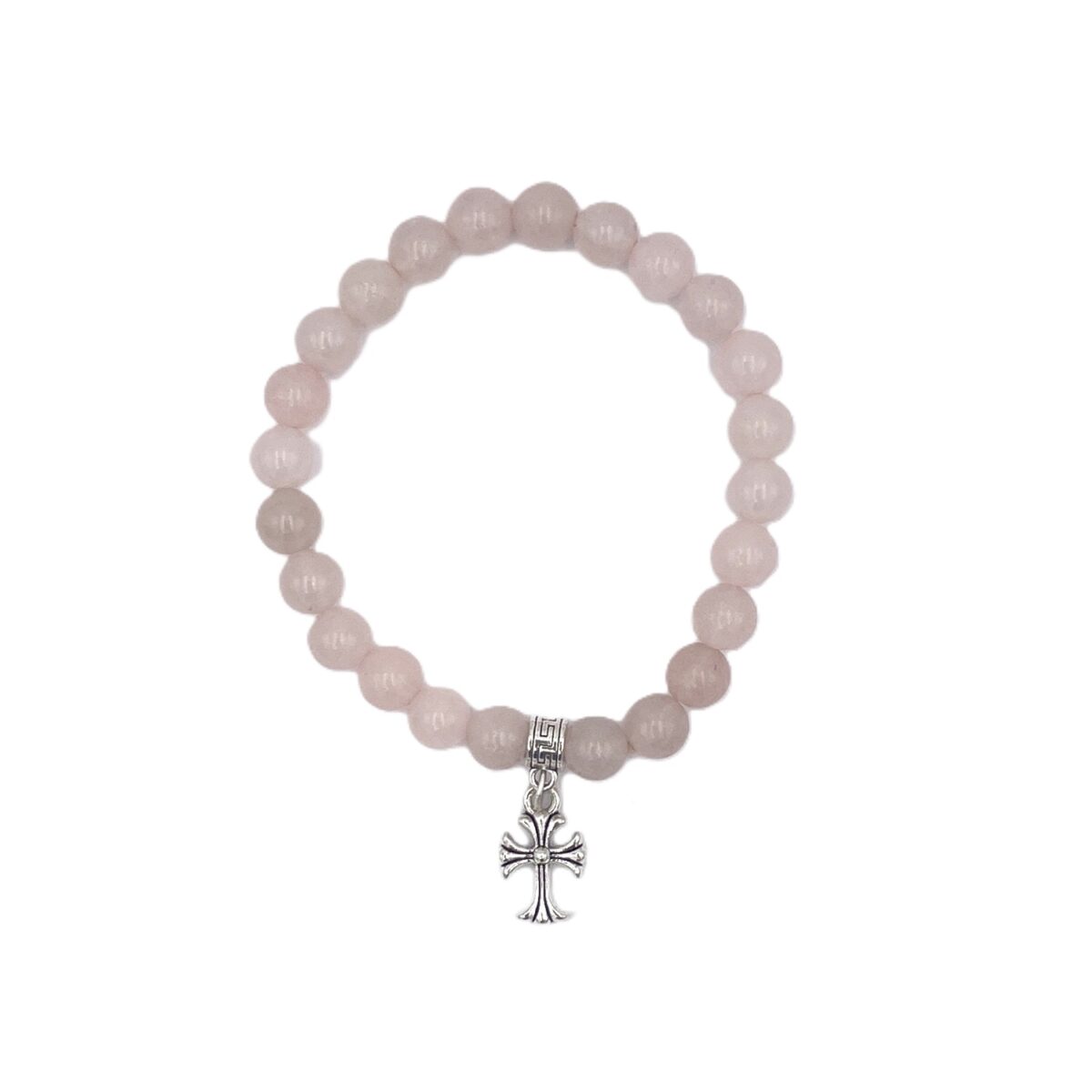 Armband Rosenquarz Kreuz